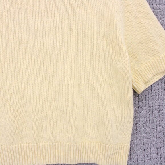 Abercrombie & Fitch Sweater Womens Medium M Yellow Beige Knit Short Sleeve - Picture 3 of 9